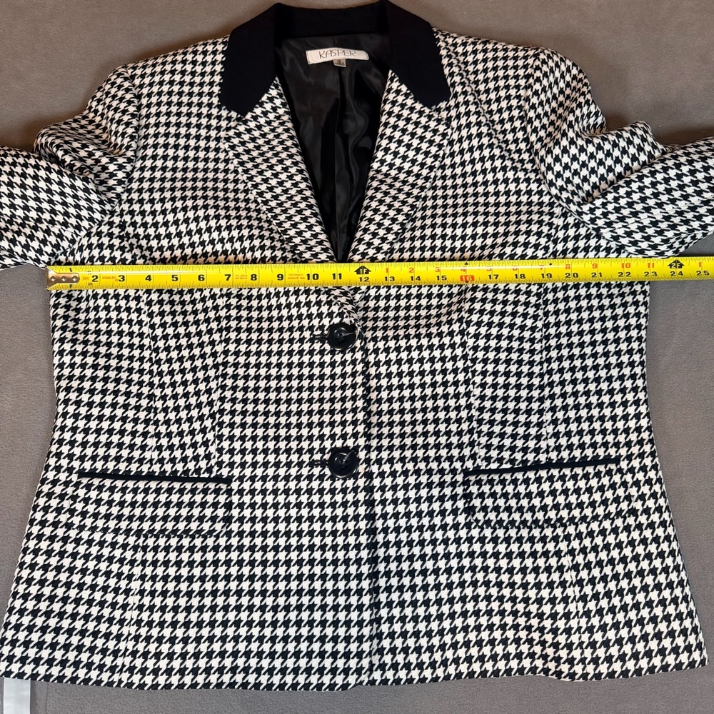 Kasper Chic Designer Black White Houndstooth Blazer/Suit Jacket Sz 18- Classic - Picture 8 of 9